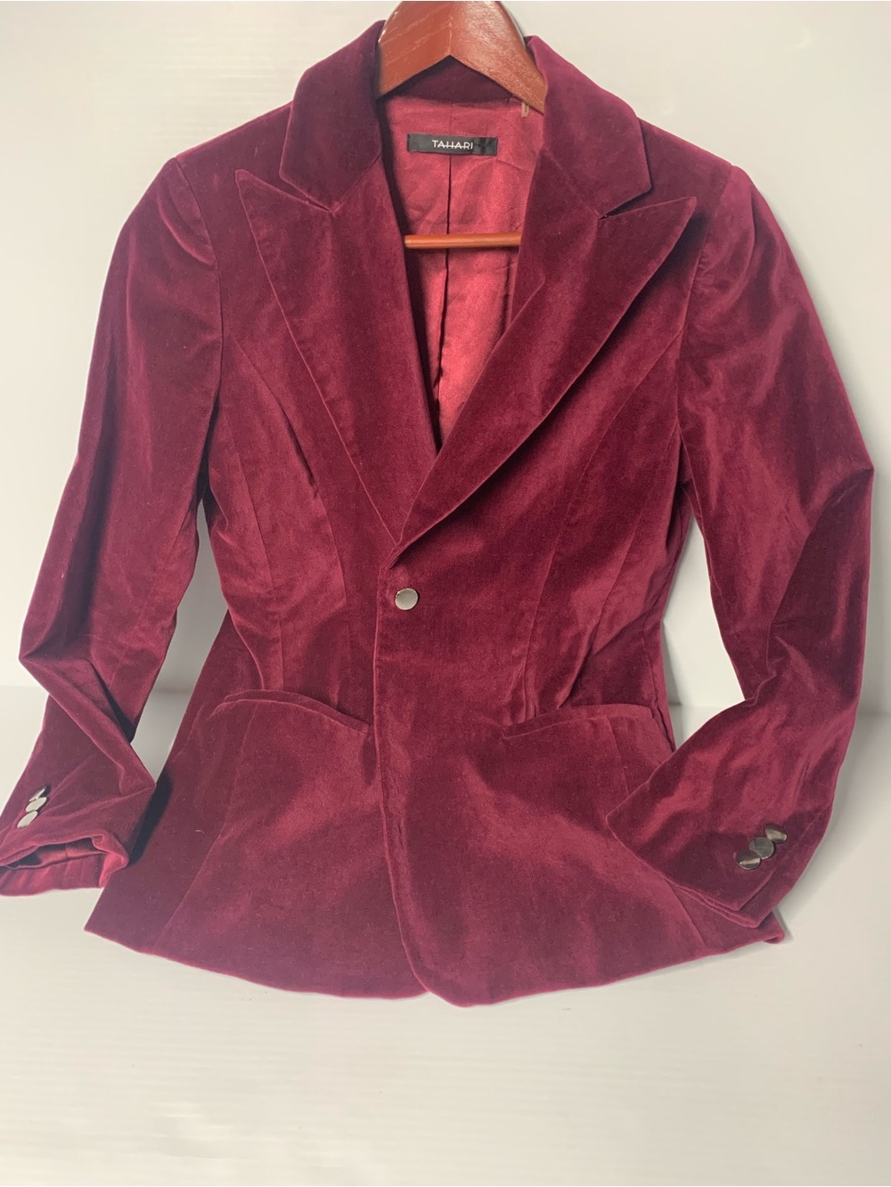 Vintage Style Women’s Burgundy Velvet Blazer Jacket